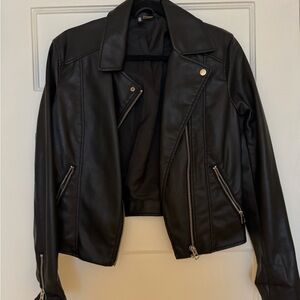 H&M/Divided Black Faux Leather Moto Jacket